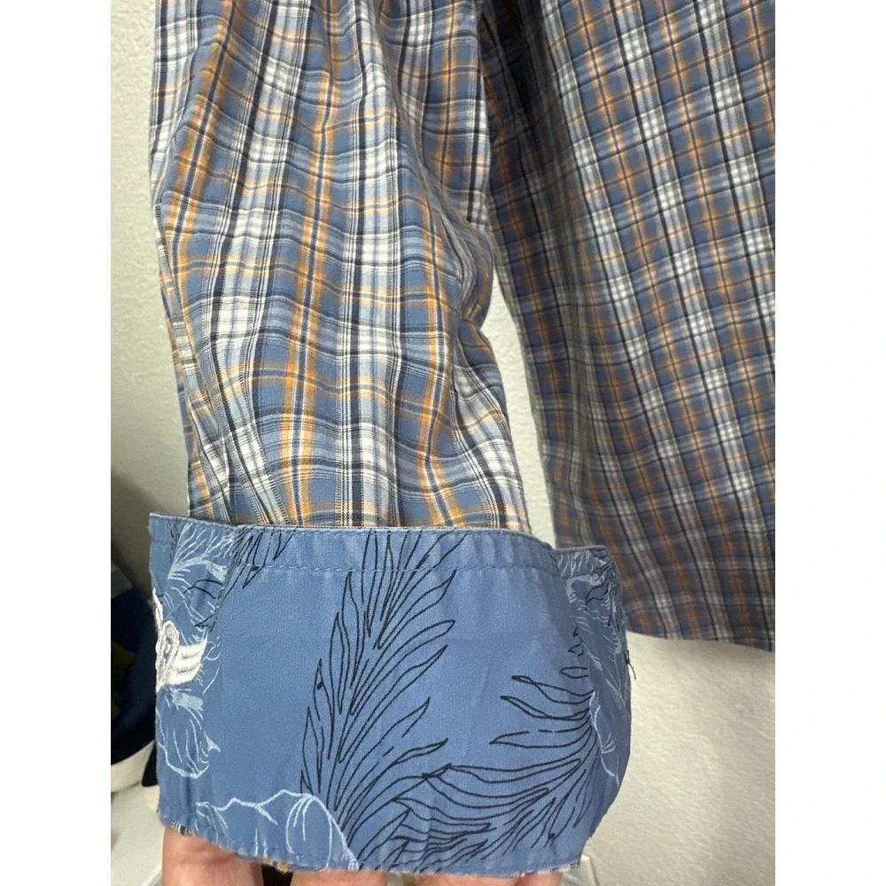 Ariat Relentless Mens Medium Plaid Button Down Shirt Blue Stretch L/S - Picture 4 of 10